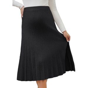INSPIRE CHIC -  Women's Maternity Sweater Skirt A Lin Black